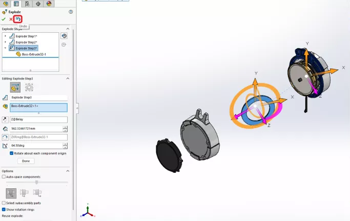 SolidWorks bolt assembly exploded view